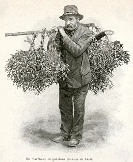 Bunches Prints: Selling mistletoe in streets 1894