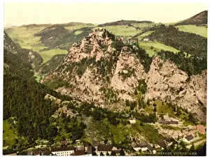 Styria Prints: Semmering Railway, ruins of Klamm Castle, Styria, Austro-Hun