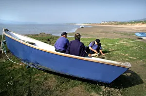 Three senior men at leisure on the coast at Askam, nr Barrow Three senior men at leisure on the coast at Askam, nr Barrow