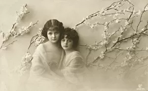 Amid Gallery: Sentimental Postcard - Two young girls amid blossoms