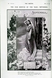 Pillar Collection: September calendar page, woman in classical costume