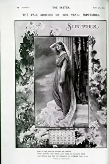 Pillar Collection: September calendar page, woman in classical costume