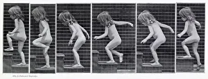 Motion Prints: Sequence of a small child climbing steps. Date: 1887