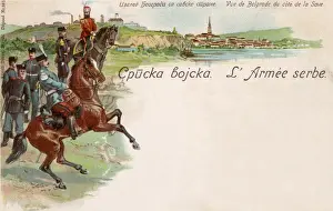 Belgrade Prints: The Serbian Army and a View of Belgrade - Souvenir Postcard