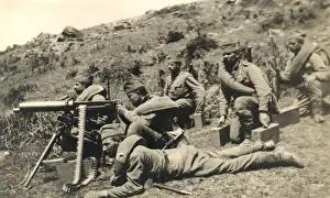 Serbian machine gunners near Obrenovici, Serbia, WW1
