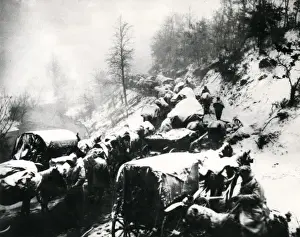 Retreat Prints: Serbian retreating to Albania through the snow, WW1