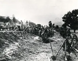 Serbian troops constructing defences, WW1