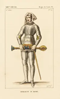 Bearer Prints: Sergeant at arms, royal guard, mace-bearer, 13th century