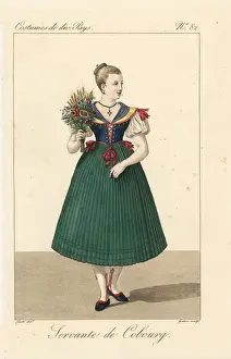 Chignon Prints: Servant girl of Coburg, Franconia, Germany, 19th century