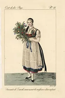 Divers Prints: Servant girl of Zurich, Switzerland, 19th century