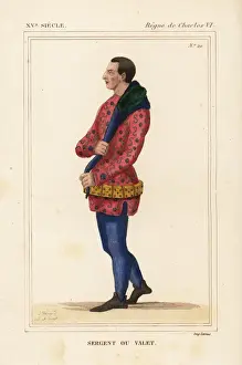 Servant or valet, sergent ou valet, in livery 15th century