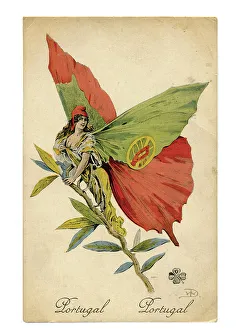 One of a set of cards showing the Allies as butterflies