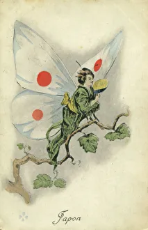 One of a set of cards showing the Allies as butterflies