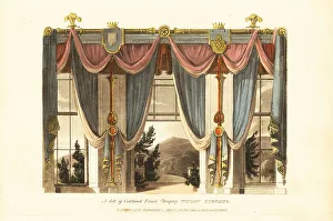 Repository Of Arts Prints: A sett of continued French drapery window curtains, 1811
