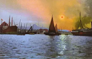The setting sun over Istanbul, Turkey