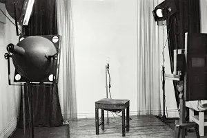 Showcasing Prints: Setup of portrait studio at Coronet, Haymarket, Sheffield Date: 1948 - 1950