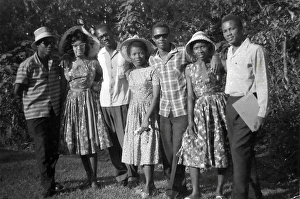 Seven black British Caribbean and African students having a Seven black British Caribbean and African students having a