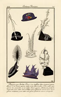 Images Dated 10th April 2019: Seven hats designed by French milliner Arlette Carus