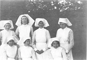 Nursing Gallery: Seven nurses in the grounds of Brook Fever Hospital