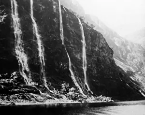 Norwegian Prints: Seven Sisters Waterfall, Norway - early 1900s
