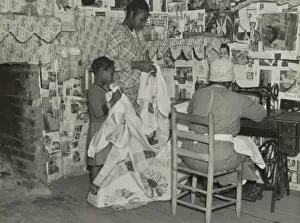 Alabama Collection: Sewing a quilt. Gees Bend, Alabama