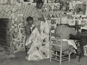 Alabama Collection: Sewing a quilt. Gees Bend, Alabama
