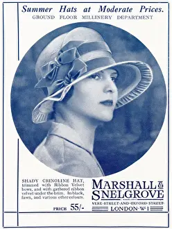 Millinery Prints: Shady crinoline hat, trimmed with ribbon velvet bows and gathered ribbon velvet under brim