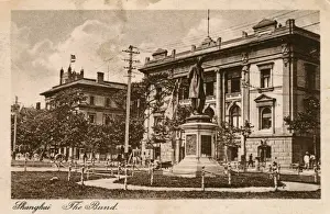 Shanghai, China - The Bund - Buildings and Colonial Statue