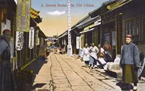 Signage Prints: Shanghai, China - Street Scene on old road