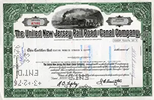 Share Prints: Share Certificate - United New Jersey Rail Road Company