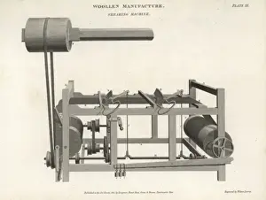 18thcentury Prints: Shearing machine used in wool manufacture, 18th century