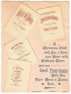 Tunes Prints: Sheet music with comic verse on a Christmas card