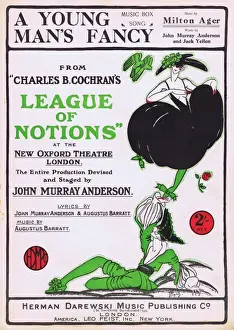 Sheet music for A Young Mans Fancy, with art deco illustrati