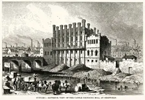 Grinding Prints: Sheffield - Castle Grinding Mill for cutlery 1853