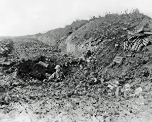 Ammunition Prints: Shell hole on road, Western Front, France, WW1