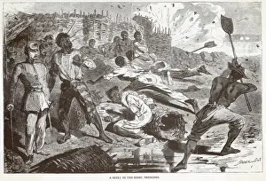 New Images July 2023 Prints: A shell lands in the Confederate trenches during the American Civil War Date: January 1863