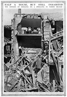 Shelling Prints: Shelled house in Northern France, WW1