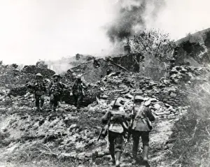 Shelled Prints: Shelled village on Balkan Front, WW1