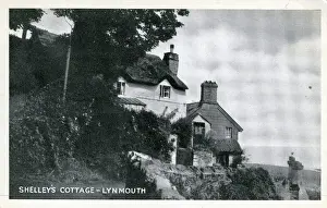 Lynton Prints: Shelleys Cottage, Lynmouth, Devon