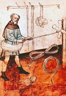 Spin Gallery: Shepherd spinning wool