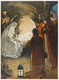 Tipped Prints: Shepherds and Baby Jesus