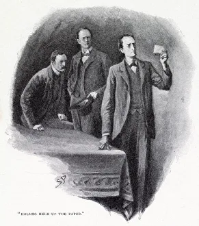 Examining Prints: Sherlock Holmes - The Adventure of The Dancing Men. Holmes held up the paper. Date: 1903