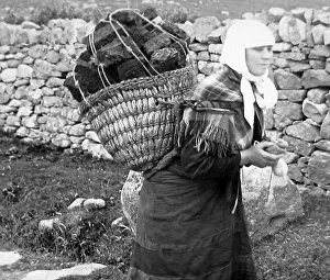 Croft Prints: Shetland girl carrying peat