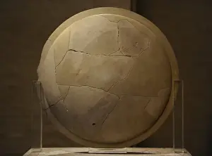 Boar Prints: Shield of a trojan warrior. Temple of Aphaia. Aegina. Greece