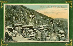 Shimla Prints: Shimla, India - Jako & Mall after snow