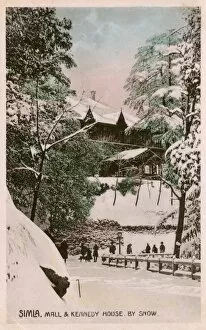 Pradesh Collection: Shimla, India - Mall and Kennedy House under snow