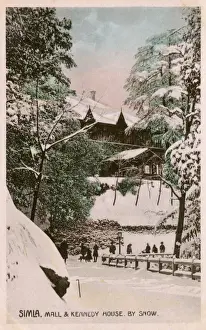 Kennedy Prints: Shimla, India - Mall and Kennedy House under snow