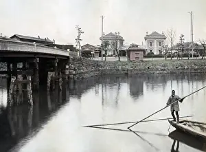 Shinbashi Prints: Shinbashi Railway station, Tokyo, Japan, circa 1890