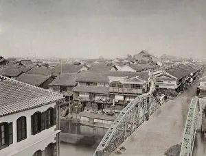 Osaka Prints: Shinsai Bashi steel bridge at Osaka