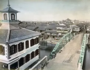 Osaka Prints: Shinsaibashi Bridge, Osaka, Japan, circa 1880s